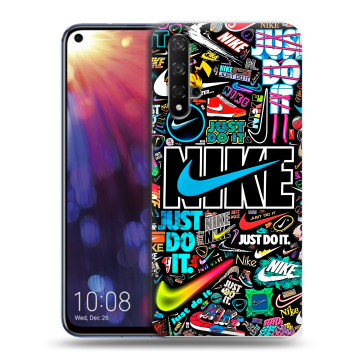 Силиконовый чехол на Huawei Nova 5T с принтом найк nike черный