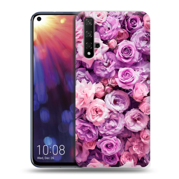 Силиконовый чехол на Huawei Nova 5T с принтом лавандовые розы Силиконовый чехол на Huawei Nova 5T с принтом лавандовые розы