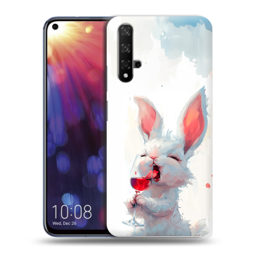 Силиконовый чехол на Huawei Nova 5T с принтом кролик зайчик