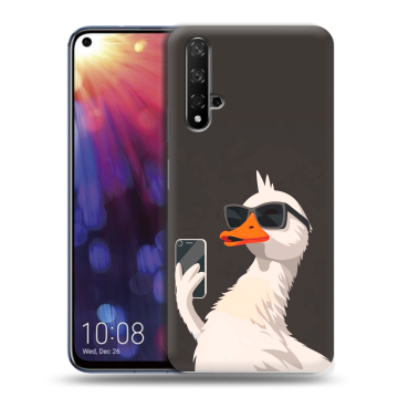 Силиконовый чехол на Huawei Nova 5T с принтом утка в очках