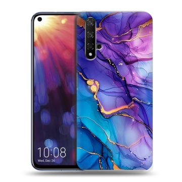 Силиконовый чехол на Huawei Nova 5T с принтом синий мрамор
