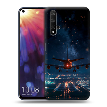 Силиконовый чехол на Huawei Nova 5T с принтом самолет