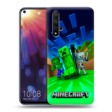 Силиконовый чехол на Huawei Nova 5T с принтом Майнкрафт