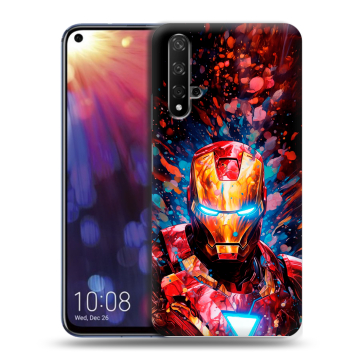 Силиконовый чехол на Huawei Nova 5T с принтом Железный человек Ironman