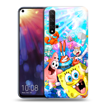 Силиконовый чехол на Huawei Nova 5T с принтом спанчбоб спанч боб