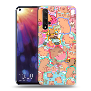 Силиконовый чехол на Huawei Nova 5T с принтом капибары
