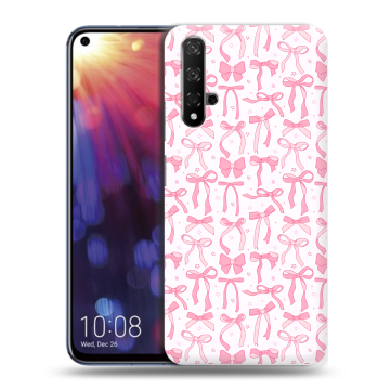 Силиконовый чехол на Huawei Nova 5T с принтом Розовые бантики Силиконовый чехол на Huawei Nova 5T с принтом Розовые бантики