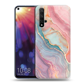 Силиконовый чехол на Huawei Nova 5T с принтом розовый мрамор