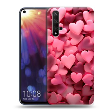 Силиконовый чехол на Huawei Nova 5T с принтом розовые сердечки