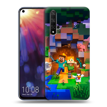 Силиконовый чехол на Huawei Nova 5T с принтом Майнкрафт Minecraft