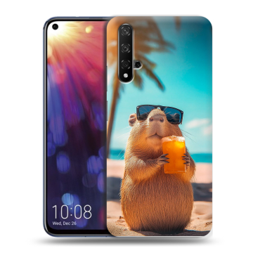Силиконовый чехол на Huawei Nova 5T с принтом Капибара