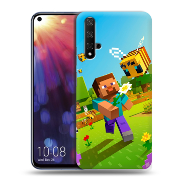 Силиконовый чехол на Huawei Nova 5T с принтом Майнкрафт Minecraft
