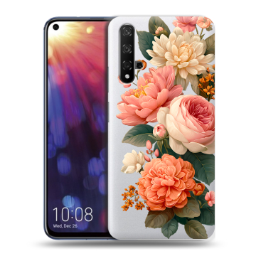 Силиконовый чехол на Huawei Nova 5T с принтом цветы Силиконовый чехол на Huawei Nova 5T с принтом цветы