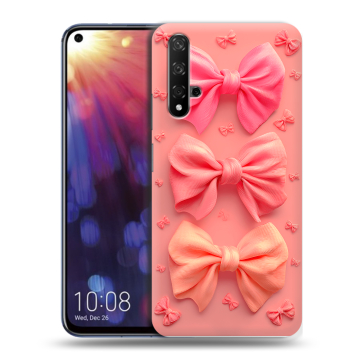 Силиконовый чехол на Huawei Nova 5T с принтом Розовые бантики