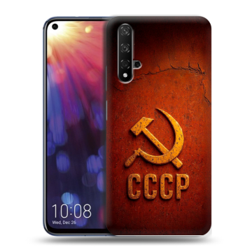 Силиконовый чехол на Huawei Nova 5T с принтом Флаг Герб СССР