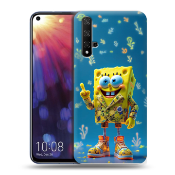 Силиконовый чехол на Huawei Nova 5T с принтом Спанч боб Спанчбоб
