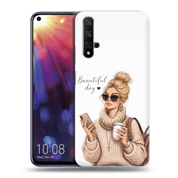 Силиконовый чехол на Huawei Nova 5T с принтом женский