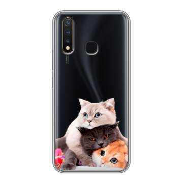 Силиконовый чехол на Vivo Y19 с принтом Кошки Силиконовый чехол на Vivo Y19 с принтом Кошки
