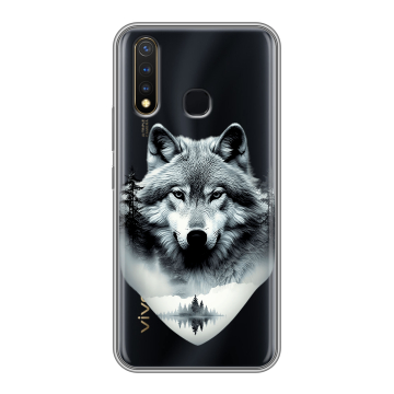 Силиконовый чехол на Vivo Y19 с принтом Волк в лесу