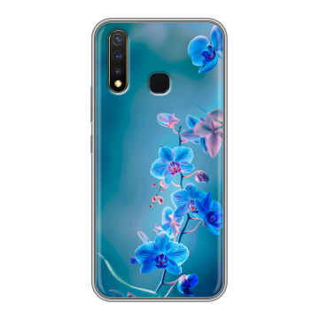 Силиконовый чехол на Vivo Y19 с принтом Голубые цветы