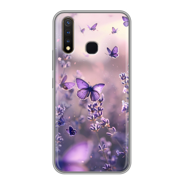 Силиконовый чехол на Vivo Y19 с принтом бабочки и лаванда