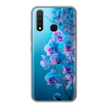 Силиконовый чехол на Vivo Y19 с принтом голубые орхидеи