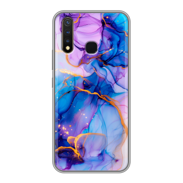 Силиконовый чехол на Vivo Y19 с принтом синий мрамор