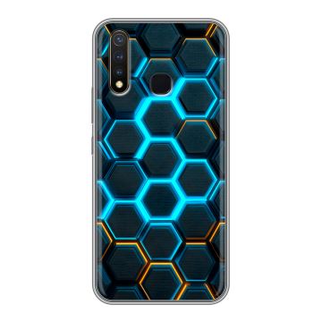 Силиконовый чехол на Vivo Y19 с принтом Неоновые соты Силиконовый чехол на Vivo Y19 с принтом Неоновые соты