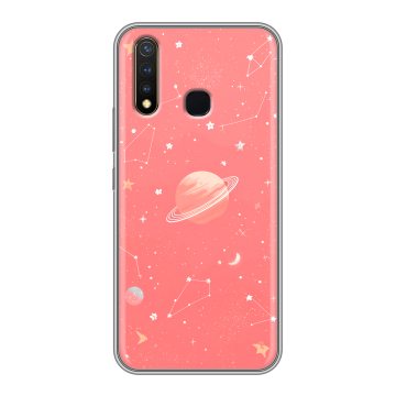 Силиконовый чехол на Vivo Y19 с принтом Розовый космос Силиконовый чехол на Vivo Y19 с принтом Розовый космос