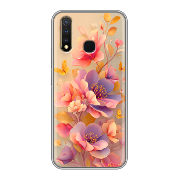 Силиконовый чехол на Vivo Y19 с принтом Цветы и бабочки Силиконовый чехол на Vivo Y19 с принтом Цветы и бабочки