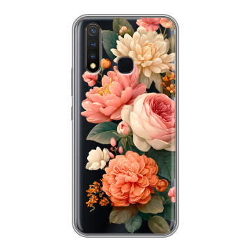 Силиконовый чехол на Vivo Y19 с принтом цветы Силиконовый чехол на Vivo Y19 с принтом цветы