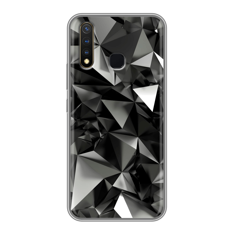 Силиконовый чехол на Vivo Y19 с принтом Черные кристаллы Силиконовый чехол на Vivo Y19 с принтом Черные кристаллы