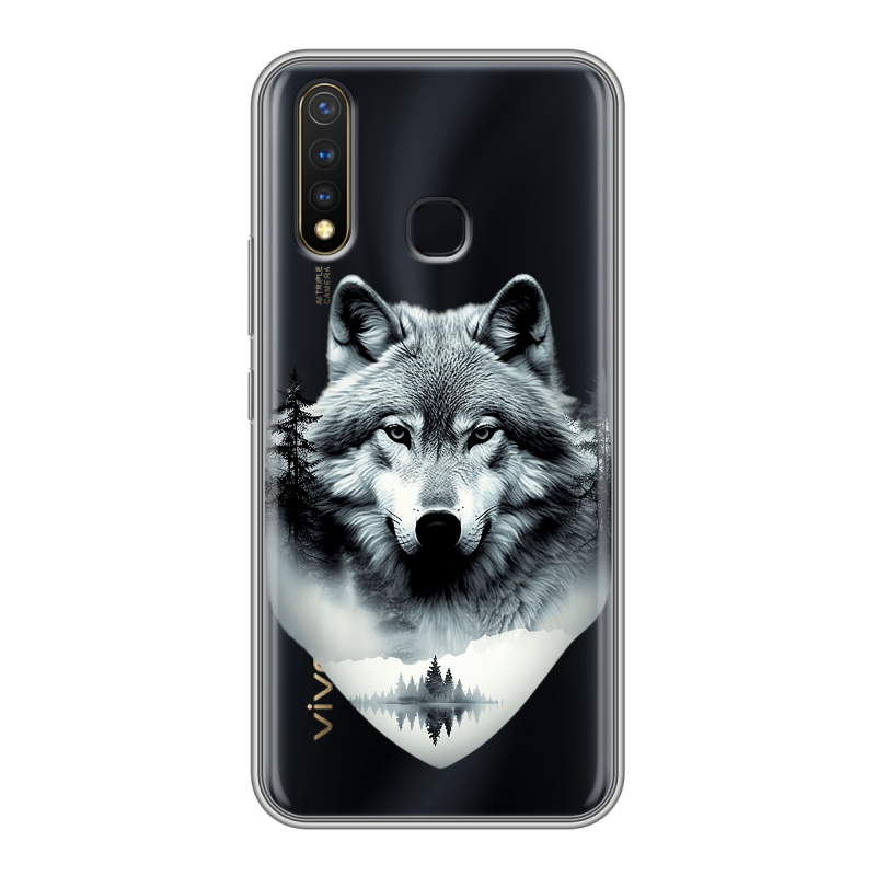 Силиконовый чехол на Vivo Y19 с принтом Волк в лесу Силиконовый чехол на Vivo Y19 с принтом Волк в лесу