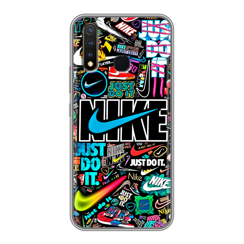 Силиконовый чехол на Vivo Y19 с принтом найк nike черный Силиконовый чехол на Vivo Y19 с принтом найк nike черный