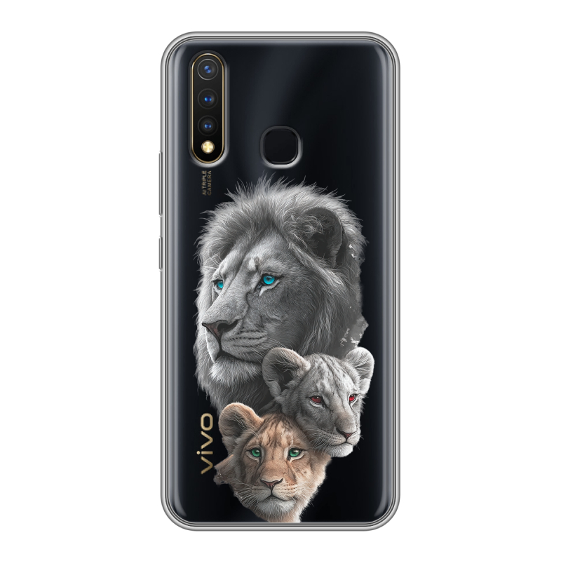 Силиконовый чехол на Vivo Y19 с принтом Львы Силиконовый чехол на Vivo Y19 с принтом Львы
