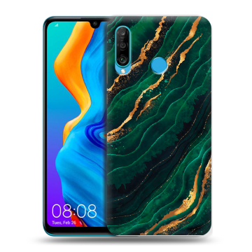 Силиконовый чехол на Huawei Honor 20S с принтом Мрамор зеленое золото