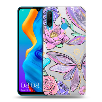 Силиконовый чехол на Huawei Honor 20S с принтом Бабочки и цветы