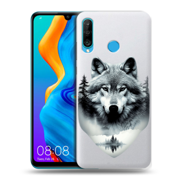Силиконовый чехол на Huawei Honor 20S с принтом Волк в лесу