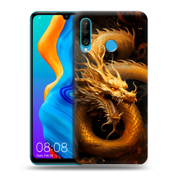 Силиконовый чехол на Huawei Honor 20S с принтом Золотой дракон Силиконовый чехол на Huawei Honor 20S с принтом Золотой дракон