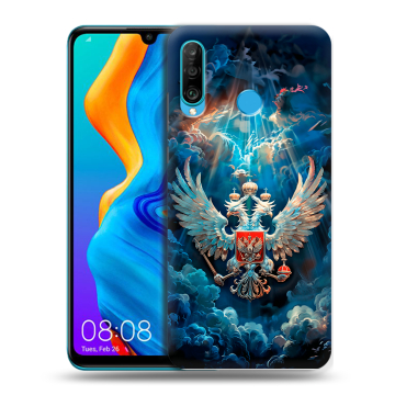 Силиконовый чехол на Huawei Honor 20S с принтом Герб флаг России