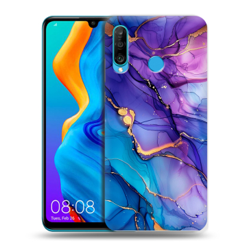 Силиконовый чехол на Huawei Honor 20S с принтом синий мрамор