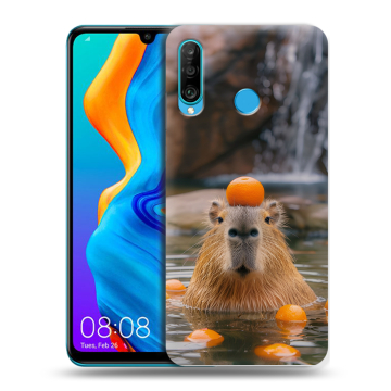 Силиконовый чехол на Huawei Honor 20S с принтом Капибара с апельсином