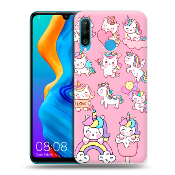 Силиконовый чехол на Huawei Honor 20S с принтом Единороги и радуга