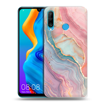Силиконовый чехол на Huawei Honor 20S с принтом розовый мрамор