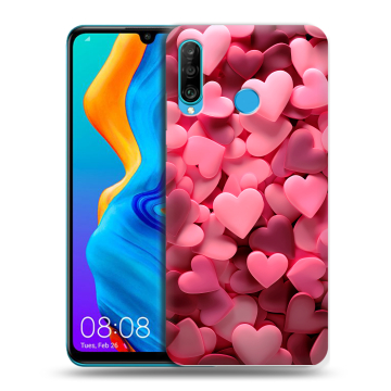 Силиконовый чехол на Huawei Honor 20S с принтом розовые сердечки
