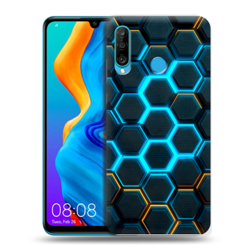 Силиконовый чехол на Huawei Honor 20S с принтом Неоновые соты