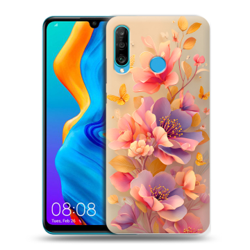 Силиконовый чехол на Huawei Honor 20S с принтом Цветы и бабочки