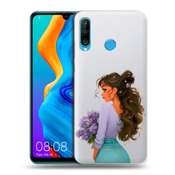 Силиконовый чехол на Huawei Honor 20S с принтом девушка цветы