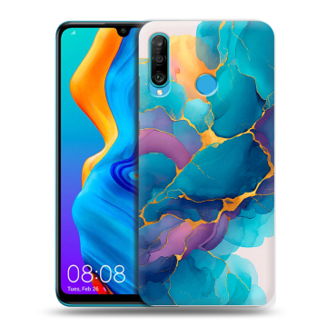 Силиконовый чехол на Huawei Honor 20S с принтом Мрамор блестки