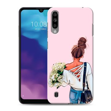 Силиконовый чехол на ZTE Blade A7 (2020) с принтом Девушка и букет Силиконовый чехол на ZTE Blade A7 (2020) с принтом Девушка и букет
